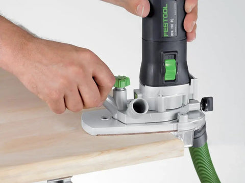 MFK 700 EQ Modular Trim Router Set with 720W Motor, Variable Speed, Detachable Cord in use on wooden edge