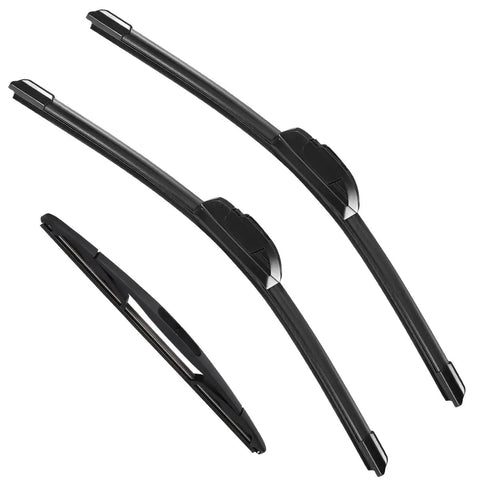 Heavy Duty Windshield Wiper Blades 3 Pack Designed For Jeep Wrangler Jk Models 2007 2017 showing two front blades and one rear blade.