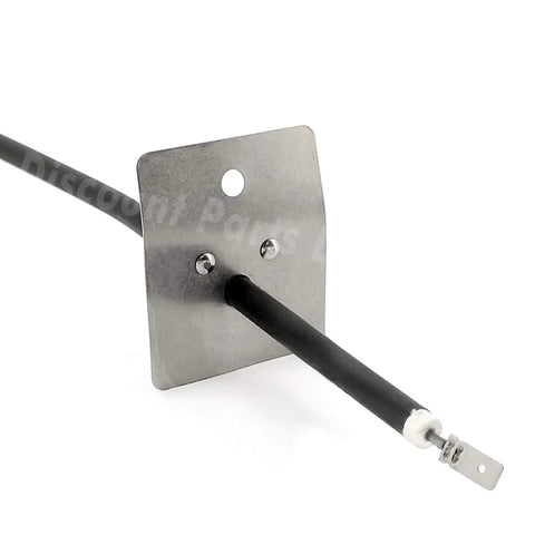 Close-up view of black Oven Heating Element Replacement 316075104 with mounting plate for Frigidaire Kenmore appliances.