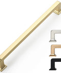 Ten Pack 7.5 Inch Brushed Brass Cabinet Pulls Gold Tone Handles For Multiple Cabinets With Two Screw Sizes, Individually Wrapped