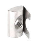 Side view of Roll In Spring M8 T Nuts for Aluminum Profiles 3030 4040, carbon steel, nickel plated, showing 8mm groove fit.