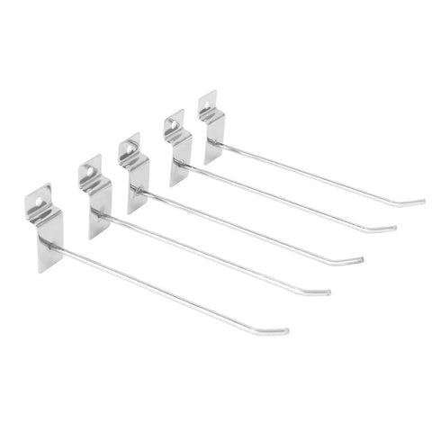 Slat Wall Hooks 50 Pack 15cm Iron Slatwall Panel Hooks With Electroplated Finish Single Wire Display 30 Degree Upturned End Rack Ready