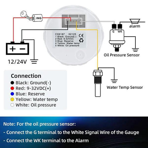 3-in-1 marine gauge kit wiring diagram with sensors for easy installation