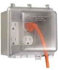 Beefy Outdoor 2-Gang Weatherproof In-Use Electrical Outlet Cover With Quick-Fit Mounting, NEMA 3R UL Listed, clear cover, side view