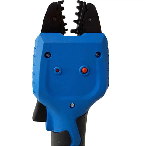 Top Tier Lightweight 12V Electric Cold Crimping Tool Ga-50Km Battery Terminal Pliers with ergonomic grip and crimping jaws.
