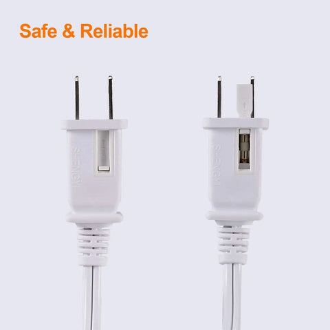 Close-up of white plugs from 6 Foot LED Power Cord For 7 By 14.5mm LED Single Color Neon Rope Lights Only Pack Of 3