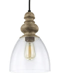 Matrimonio Glass Pendant Light in brown driftwood and dark weathered zinc finish, 1 light, E26 socket, dimmable