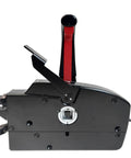 Outboard Throttle Remote Control Right Side Mount With 10 Pin Connector, black case, red handle, secure cord clip visible