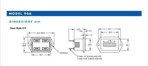Heavy Duty 12 Volt Battery Gauge Indicator With Led Capacity Monitor For Golf Carts Electric Forklifts And Curtis Vehicles detailed dimensions diagram.