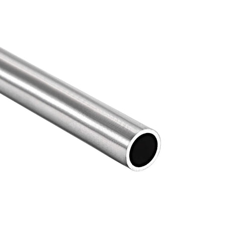 Stainless steel round tubing end with cut bore, 10 mm OD, 1 mm wall, 250 mm length, seamless