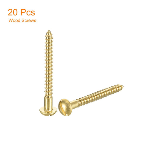 M4 X 50mm Brass Wood Screws Slotted Round Head Self Tapping For Woodworking Pack Of 20 Durable And Corrosion Resistant