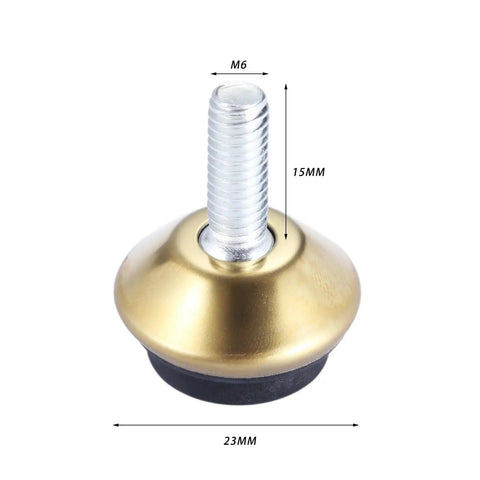 20Pcs Adjustable Furniture Leveler Feet With M6 Threads for tables, chairs, and cabinets, metallic finish, base dimensions shown