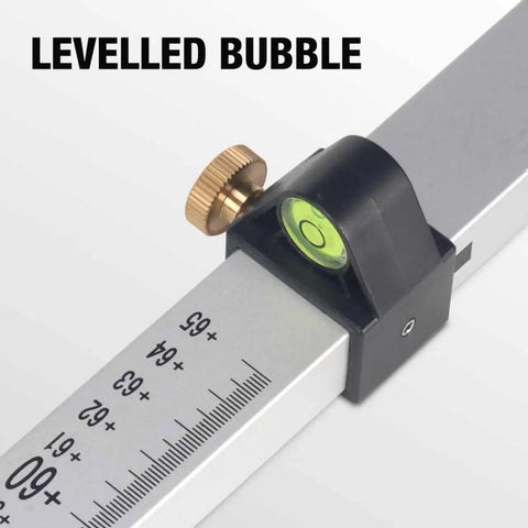 Levelled bubble image of Score This Awesome Two Tone Aluminum Rod Kit With Quick Lock Ideal For Rotary Laser Level Elevation Measurements Absolute And Differences Up to 7.87 Feet With Dual Scales Carry Bag Included.