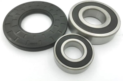 Premium Top Load Washing Machine Bearing And Seal Kit For He3T He4T He5T Units featuring rubber seal and two metal bearings.
