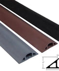Gray Slit Channel Cord Protector One Inch By Five Eighth Inch Wire Duct Cover shown in gray, brown, and black, 5 feet long
