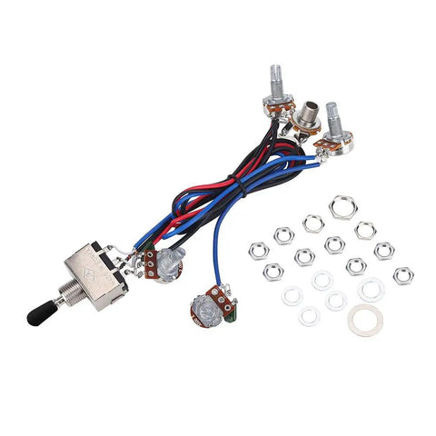 2 Volume 2 Tone Guitar Wiring Harness With 3 Way Switch 500K Pots Copper Shaft Sleeve Anti Aging Wires For LP Style Guitars