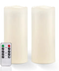 Lit 10 Inch Outdoor Flameless Candles With Remote And Timer, Waterproof LED Pillar Candles For Lanterns And Porch, two candles with remote