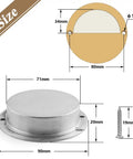 Dimensions of Two Piece Recessed Sliding Door Pull Handles Set, 90mm Round Stainless Steel Concealed Cabinet Handles With Screws