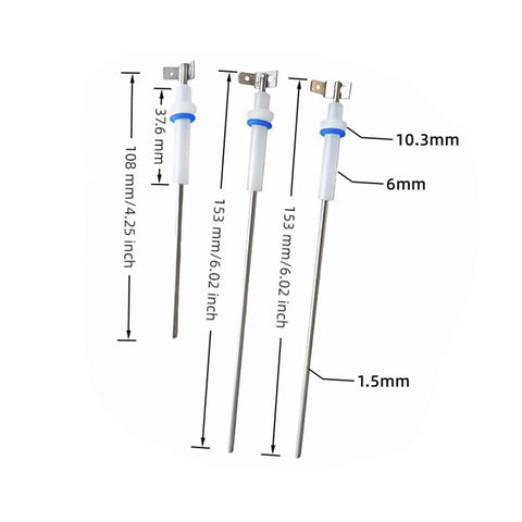 Heavy Duty Boiler Water Level Steam Probe Kit For Seamless Swap With Dual Oracle And Touch Espresso Machines featuring three stainless steel steam probes with dimensions.