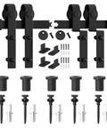 Heavy Duty Bypass Barn Door Hardware Kit For Double Doors, 6 Ft Single Track System With Antique Rollers, carbon steel components