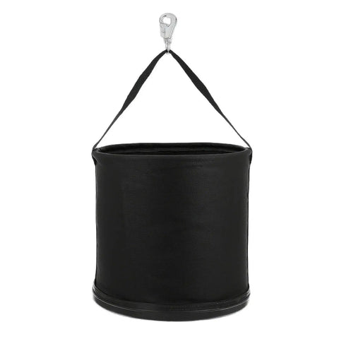 Beefed Up Heavy Duty Canvas Tool Tote Bag With Reinforced Bottom And Multiple Pockets For Contractor Gear Transport Round Canvas Tool Bucket Durable Work Organizer With Adjustable Shoulder Strap And Utility Hooks For Hands Free Mobility, black canvas