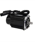 Servo Motor With Encoder For High Resolution And Precise Control, black, ribbed, with wiring and metallic shaft, front angle view
