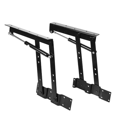 Heavy Duty Hydraulic Lift Up Hinge for furniture, sturdy lift mechanism, black rust resistant steel, space saving design.