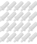 20 Piece Spring Shutter Pins Replacement Kit For Vertical Blinds And Curtains, Durable Plastic Repair Pins With Spring Loaded Plungers, DIY Friendly Fix For Broken Slats, Wobbly Latches, And Window Shutter Systems, white plastic pins arranged in rows