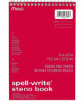 Handy Dandy Spell Write Steno Book With 500 Common Misspellings Printed Right On Cover, 6 x 9 inches, spiral bound, green ruled.