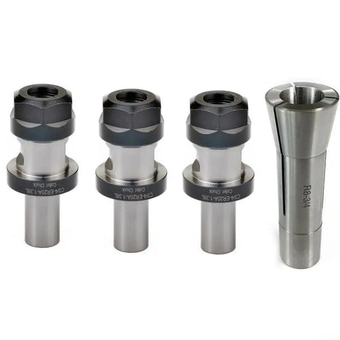 ER20 Collet Chuck Kit with 3/4 Inch Shank and 1.38 Inch Length for CNC Milling Lathe Workholding System, 4 pieces shown