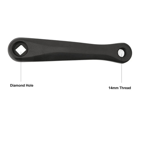 Lightweight 140mm Aluminum Diamond Hole Bike Crank Arm For Mid Drive EBikes Beefy Torque Durable Mountain Bike Crankset Replacement Part Easy Install Today black aluminum crank arm, diamond-hole, 14mm thread
