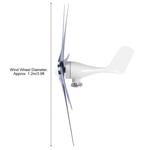 Side view of 800W Wind Turbine Generator Kit For Off Grid Power 12V 24V 48V Easy Install Six Blade Windmill System with 1.2m diameter