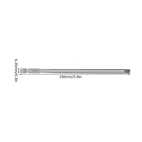Rock Solid 10 Piece Electric Screwdriver Bit Set Made From Tough S2 Alloy Steel With 5mm Hex Shafts And 150mm Length, 150mm long bit.