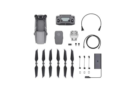 Mavic 2 Zoom Drone Quadcopter With Dope 2X Optical Zoom 24-48mm, 12MP CMOS Sensor, 64GB MicroSD Card, Landing Pad Included, Renewed Bundle for Pro Aerial Shots components layout, including propellers and battery.