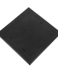 Slick Black Plastic Wall Access Panel Swings Open For Easy Inspections, smooth surface design for tight spaces.
