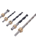 Top Notch 5 Piece Pocket Hole Drill Bit Set Made From High Speed Steel With Adjustable Depth And Three Knife Points For Super Clean Woodworking Holes In Just About Any Project You Got Going On. five drill bits with brass depth collars