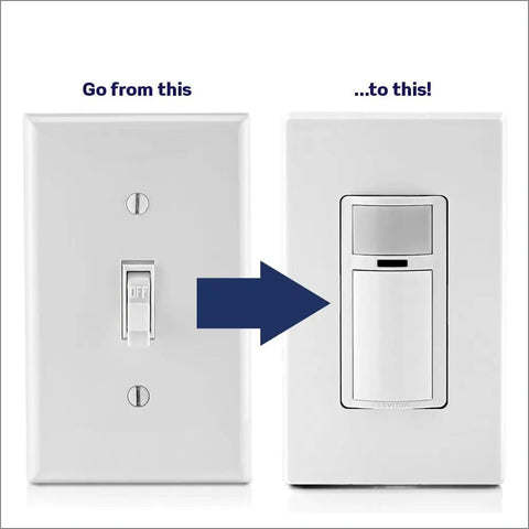 Motion Sensor In Wall Switch With Auto On Or Manual On For Lighting 15 Amp Single Pole And Multi Way Occupancy Sensor 180 Degree Coverage Up To 900 Sq Ft Slim Wallbox Friendly Design Ideal For LED CFL And Incandescent