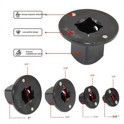 Complete 4-Piece Impact Socket Adapter Set With Magnetic Drive Ratchet Converter Kit For Tight Spaces, Covers 1/4 To 3/8 And Up To 1 Inch Cr-Mo Steel Automotive Repair Tools You Need Now: 4-piece magnetic Cr-Mo adapters