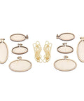 Five Piece Mini Wood Embroidery Hoops Set With Screws For Cross Stitch And DIY Needlework displayed showing rings and screws