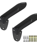 Heavy Duty Wall Mounted Shelf Brackets 2 Pack Black Iron Metal L Shape Floating Supports For Diy Open Shelving Includes Hardware showing brackets and screws.