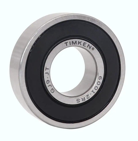 Close-up of Industrial Grade 4 Pack Deep Groove Ball Bearings 6001-2RS With Double Rubber Seals Made From Premium Chrome Steel.
