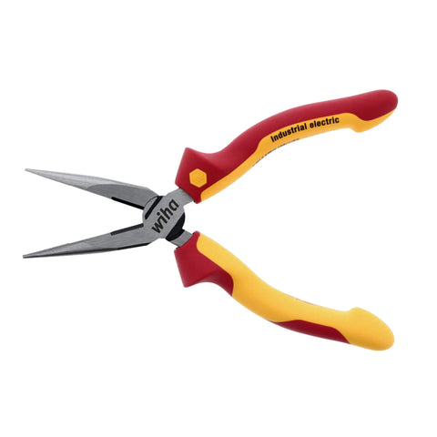 Insulated Industrial Long Nose Pliers 6.3 Inch, Pro Grade Precision Grip, ergonomic cushion handles, slip guard design