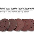 5 Inch 8 Hole Fine Grit Sanding Discs Pack 100 With 400 800 1000 1500 2000 Grits 20 Pieces Each For Orbital Sander.