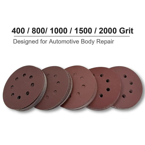 5 Inch 8 Hole Fine Grit Sanding Discs Pack 100 With 400 800 1000 1500 2000 Grits 20 Pieces Each For Orbital Sander.