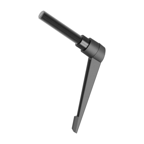 Hardcore Adjustable Clamping Lever Handle M16 X 63MM Male Thread Quick Release Locking Rotary Knob side view in black aluminum.
