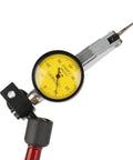 Adjustable Magnetic Gauge Stand Base Holder With Flexible Arm and Lever Dial Test Indicator Gauge for Precise Measurements, Easy On Desk Positioning, Quick Magnetic Clamp, Secure Base Keeps Gauges Aligned During Setup, yellow dial face