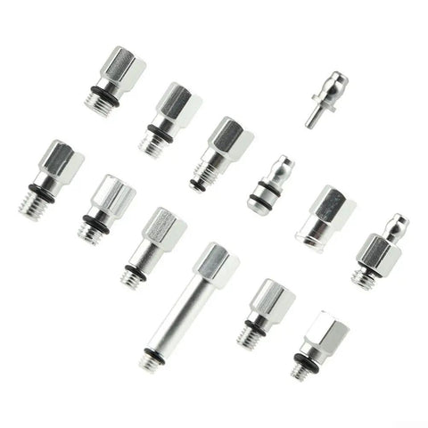 All In One Hydraulic Brake Bleed Connector Kit For Bicycles, 13 Piece Pro Grade Aluminum Alloy Set With M5 M6 D6 And D8 Adapters