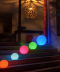 Colorful 8 Inch Ultra Fun Led Glowing Ball Light With Remote RGB Color Changing Globe Mood Lamp on stairs at night