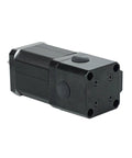 Side view of black NEMA17 brake stepper motor, 2-phase, 4-lead, 60mm length, end plate with screws.