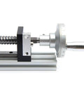 200mm Manual Linear Motion Actuator With Parallel-Jaw Vice Sliding Table Ball Screw Rail Kit GDAE10, close-up of ball screw mechanism.